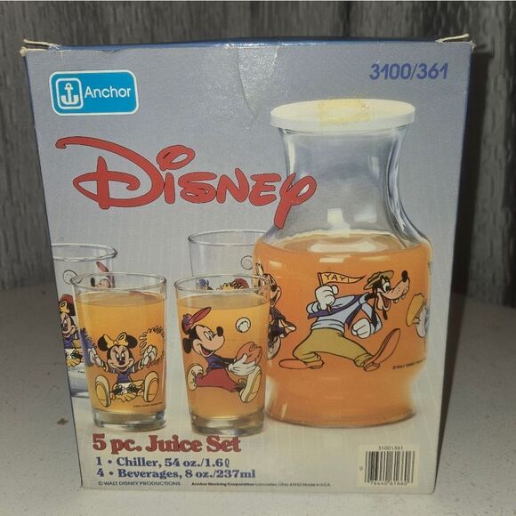 Vintage Disney NOS 5 Piece Juice Set GrandeesVtgEph In Collectable Condition - Picture 14 of 14